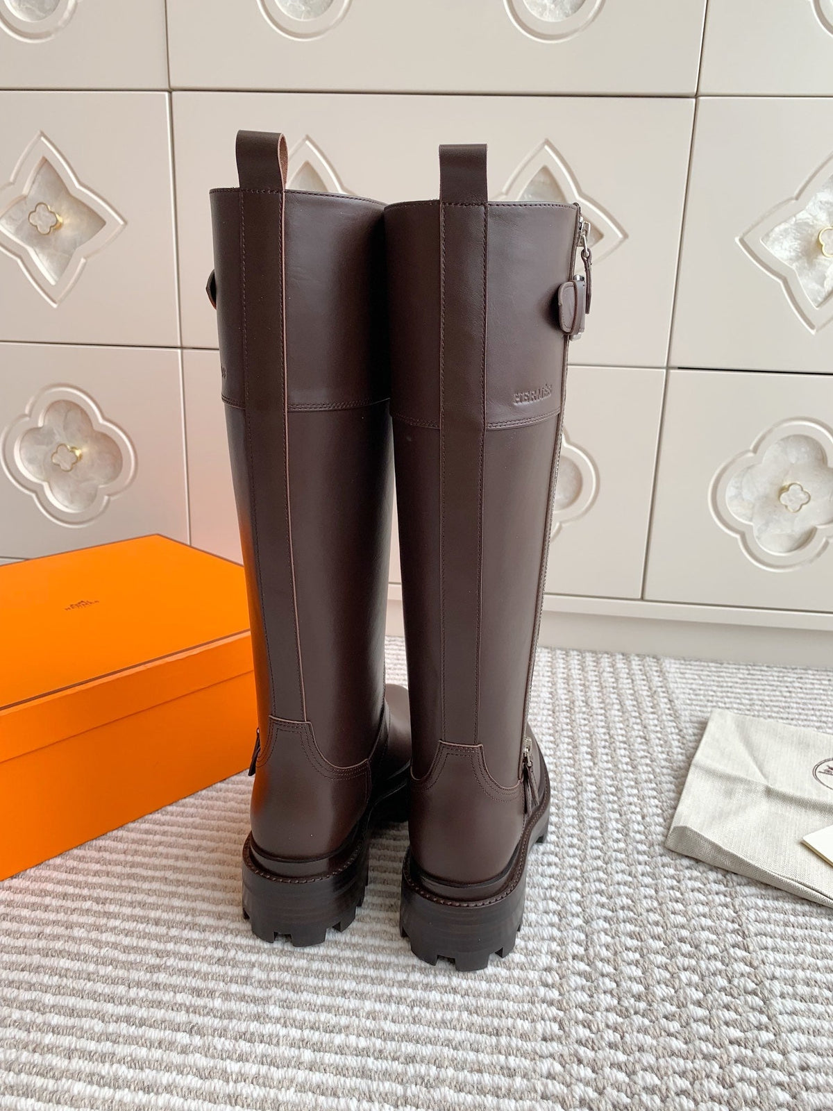 Hermes Jaime Boot in Chocolate Brown Calfskin