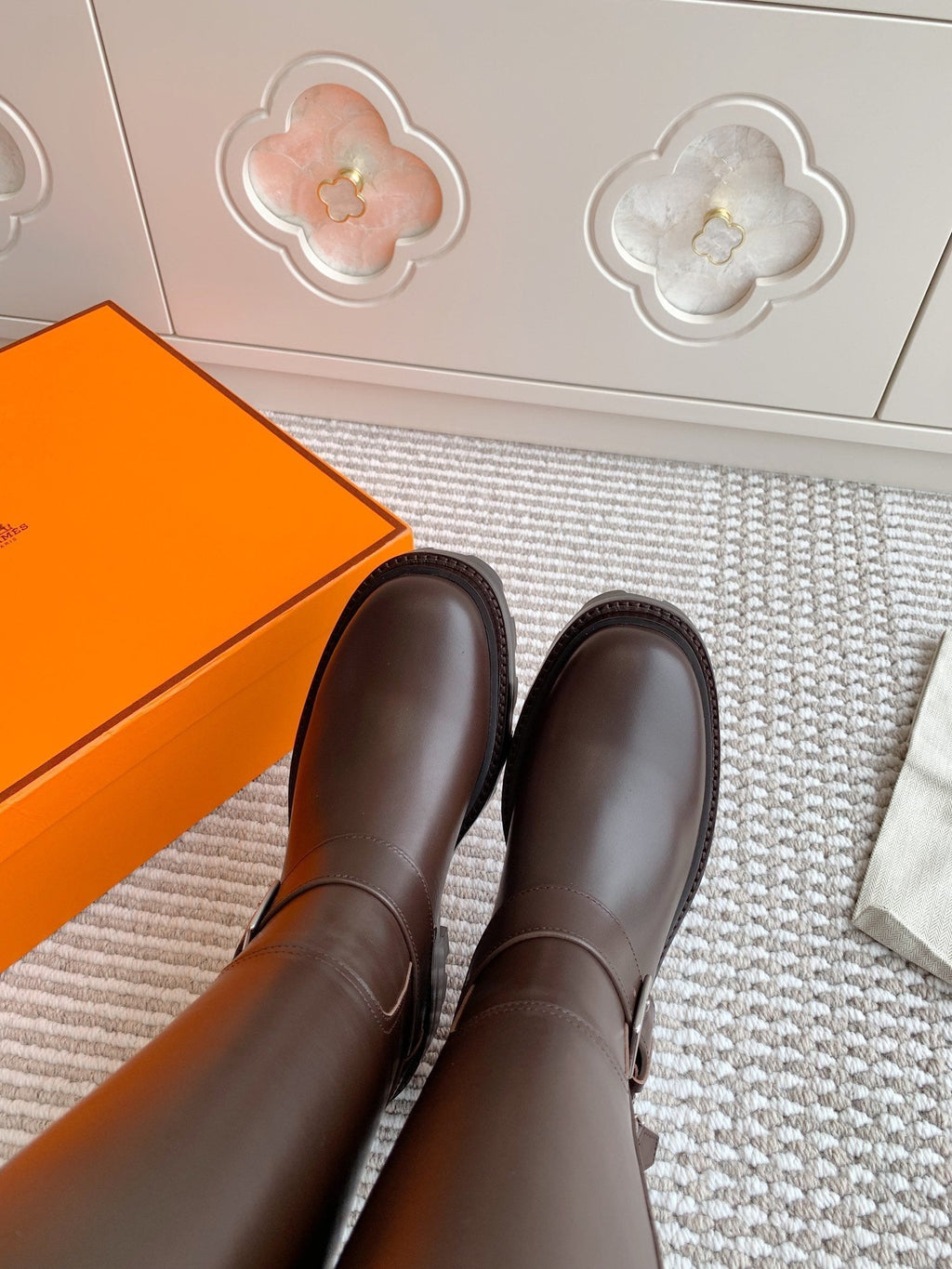 Hermes Jaime Boot in Chocolate Brown Calfskin
