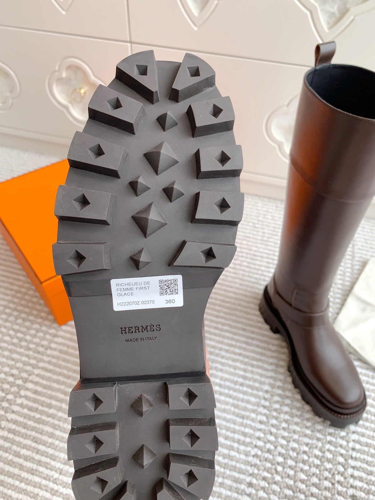 Hermes Jaime Boot in Chocolate Brown Calfskin