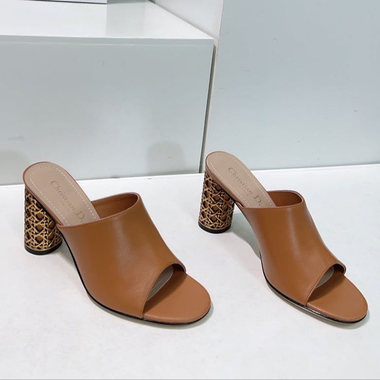Dior Icon Heeled Slide Bronze Brown Calfskin 95 mm