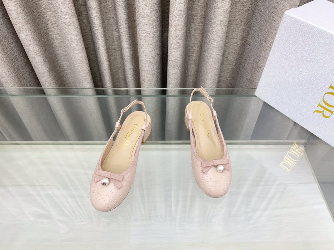 Dior Pearl Mary Jane Slingbacks in Light Pink Lambskin 30 mm