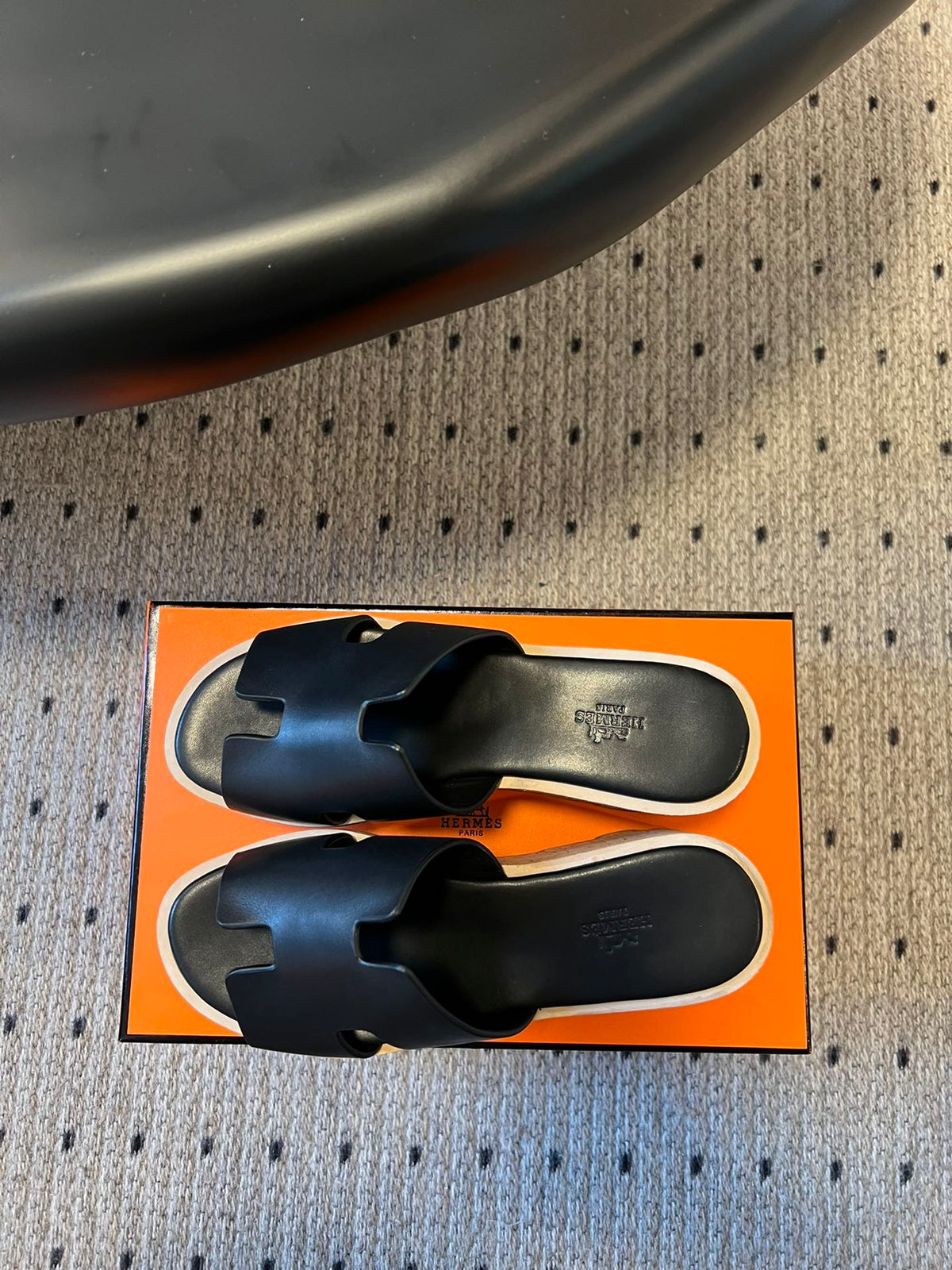 Hermes Eze Sandal Platform 85 mm in Black Calfskin