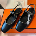 Hermes Kleo Slingback in Black Calfskin