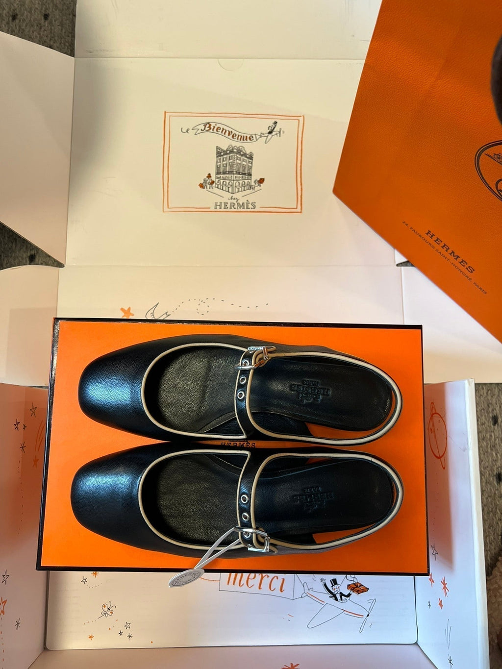 Hermes Kleo Slingback in Black Calfskin