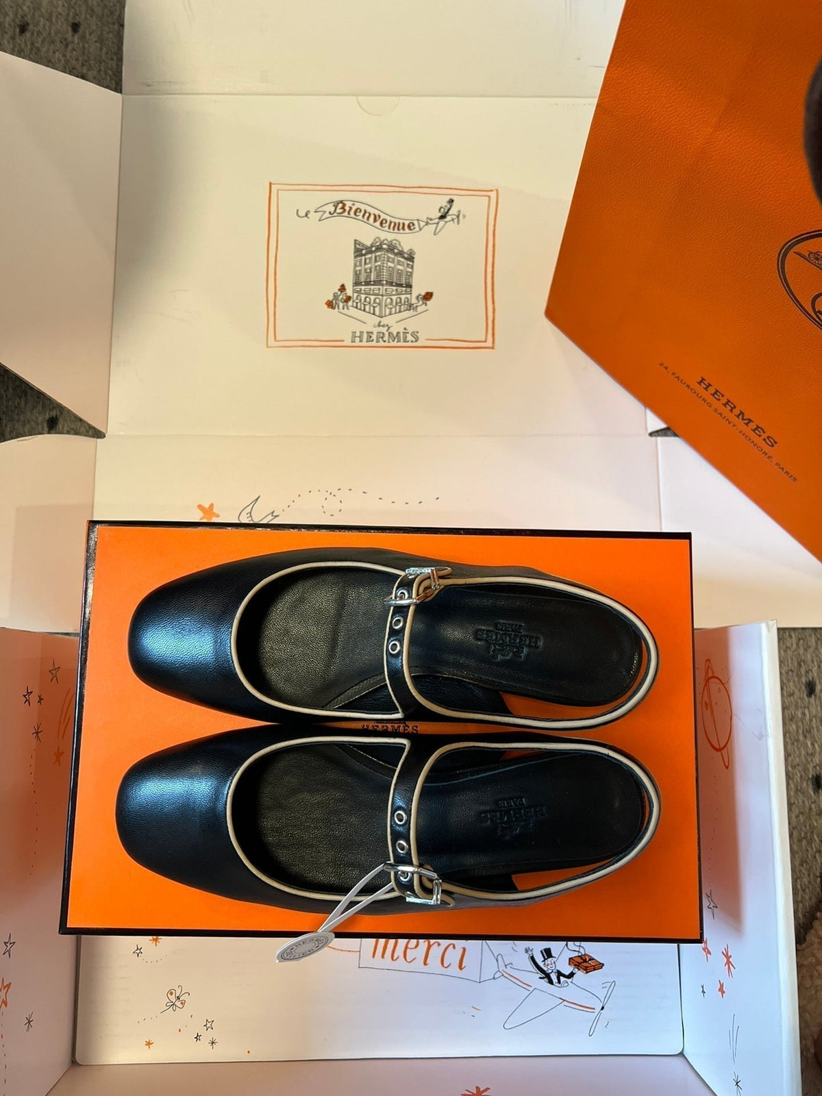 Hermes Kleo Slingback in Black Calfskin