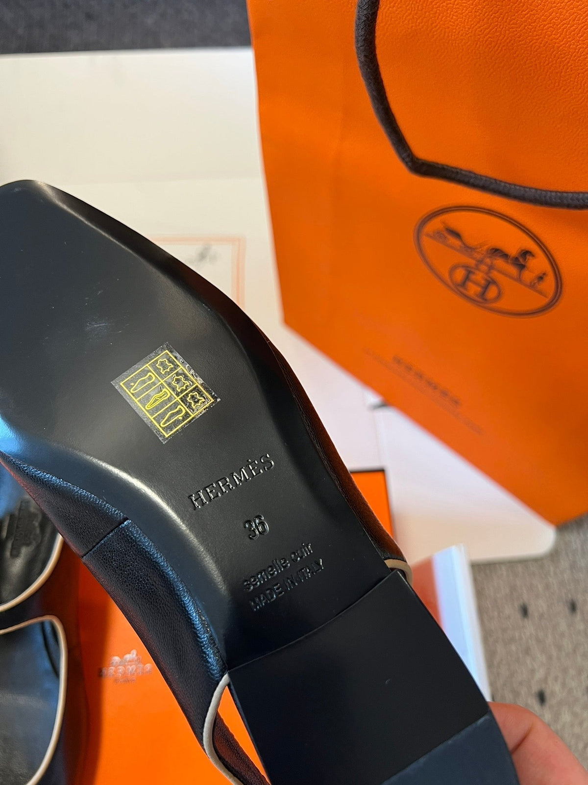 Hermes Kleo Slingback in Black Calfskin