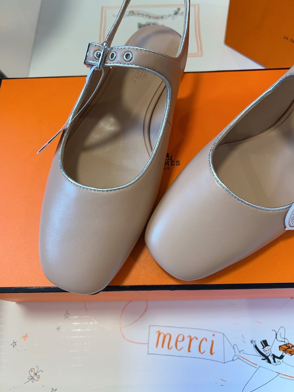 Hermes Kleo Slingback in Crepe Pink Calfskin