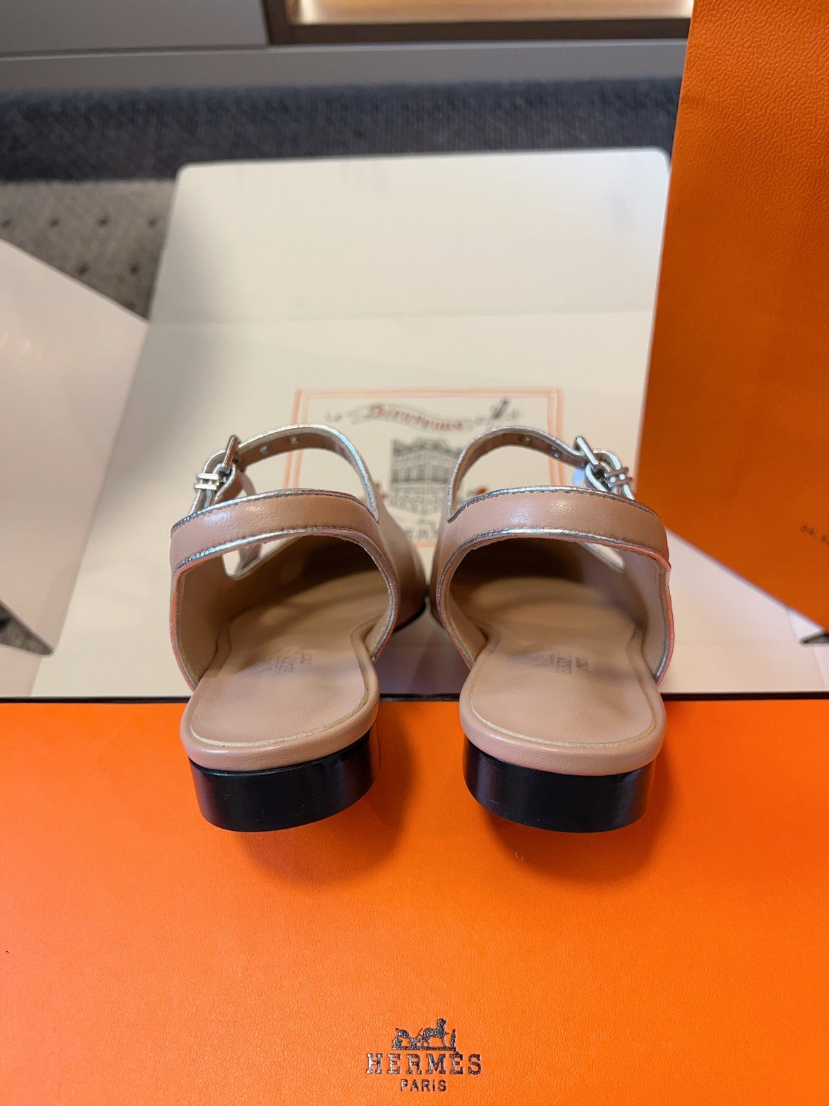 Hermes Kleo Slingback in Crepe Pink Calfskin