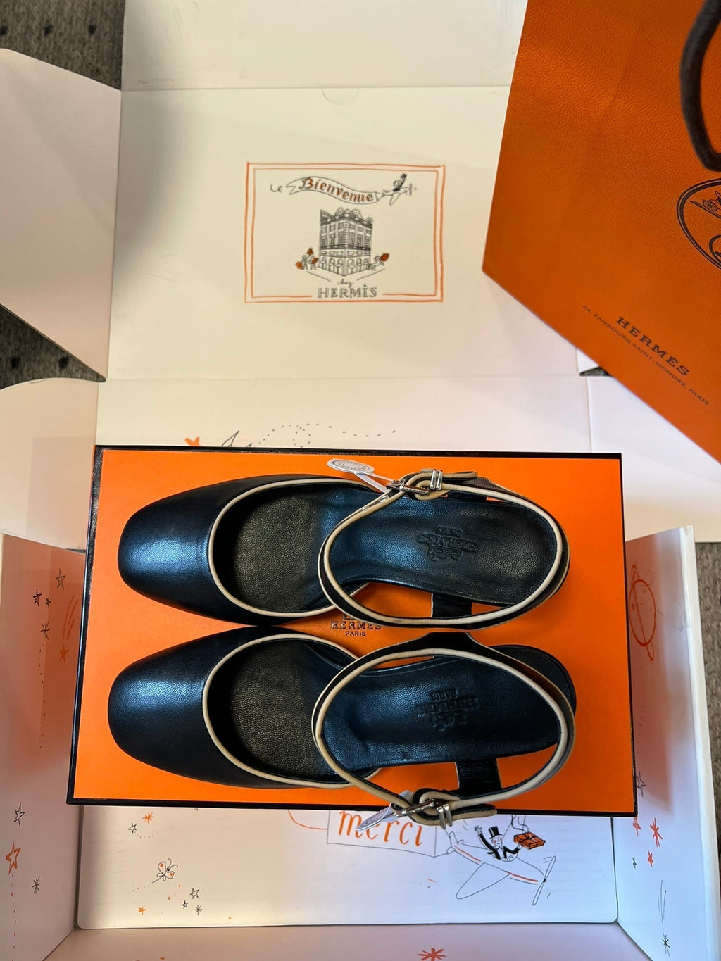 Hermes Kleo High Slingback in Black Calfskin