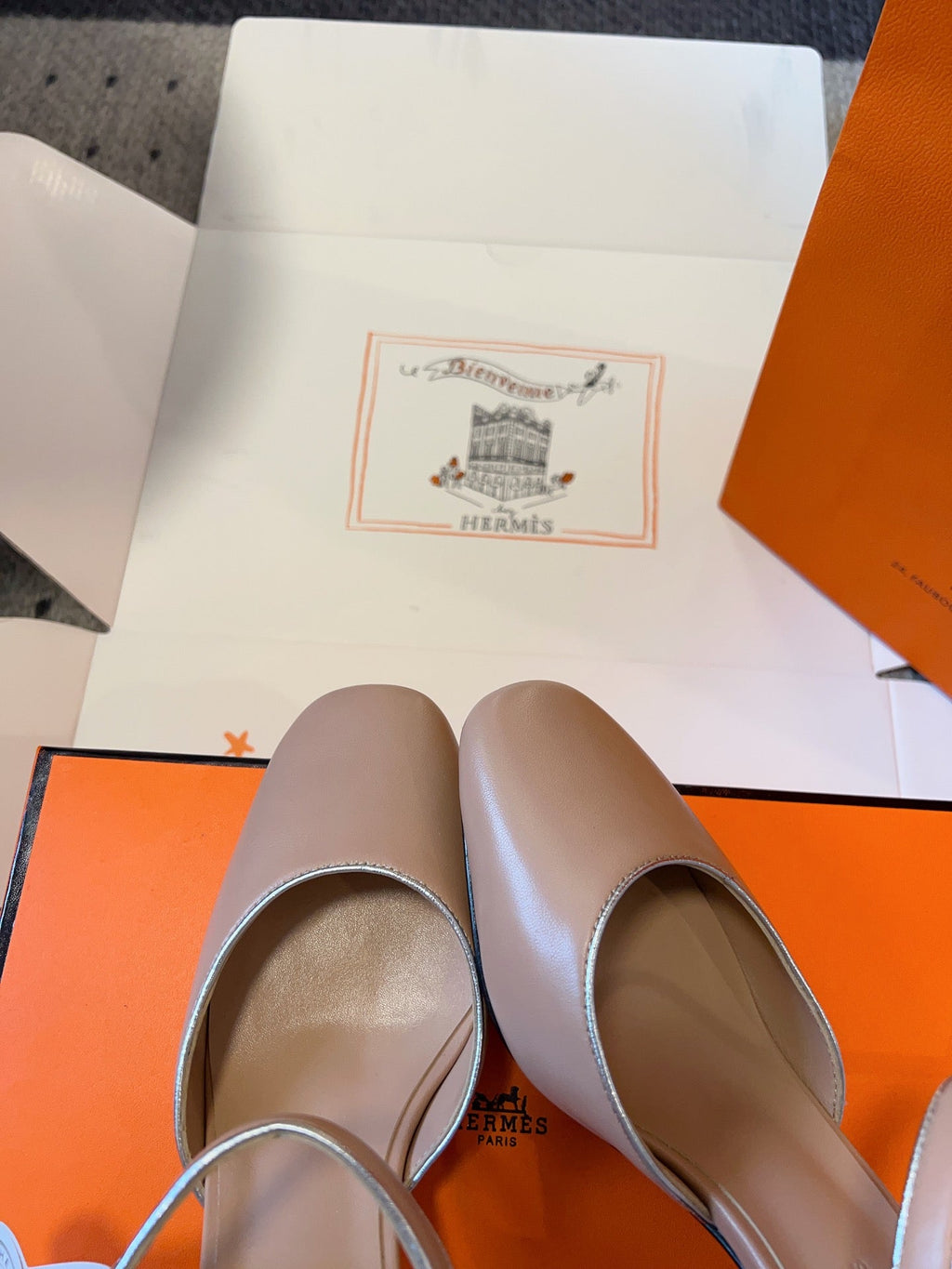 Hermes Kleo High Slingback in Crepe Pink Calfskin