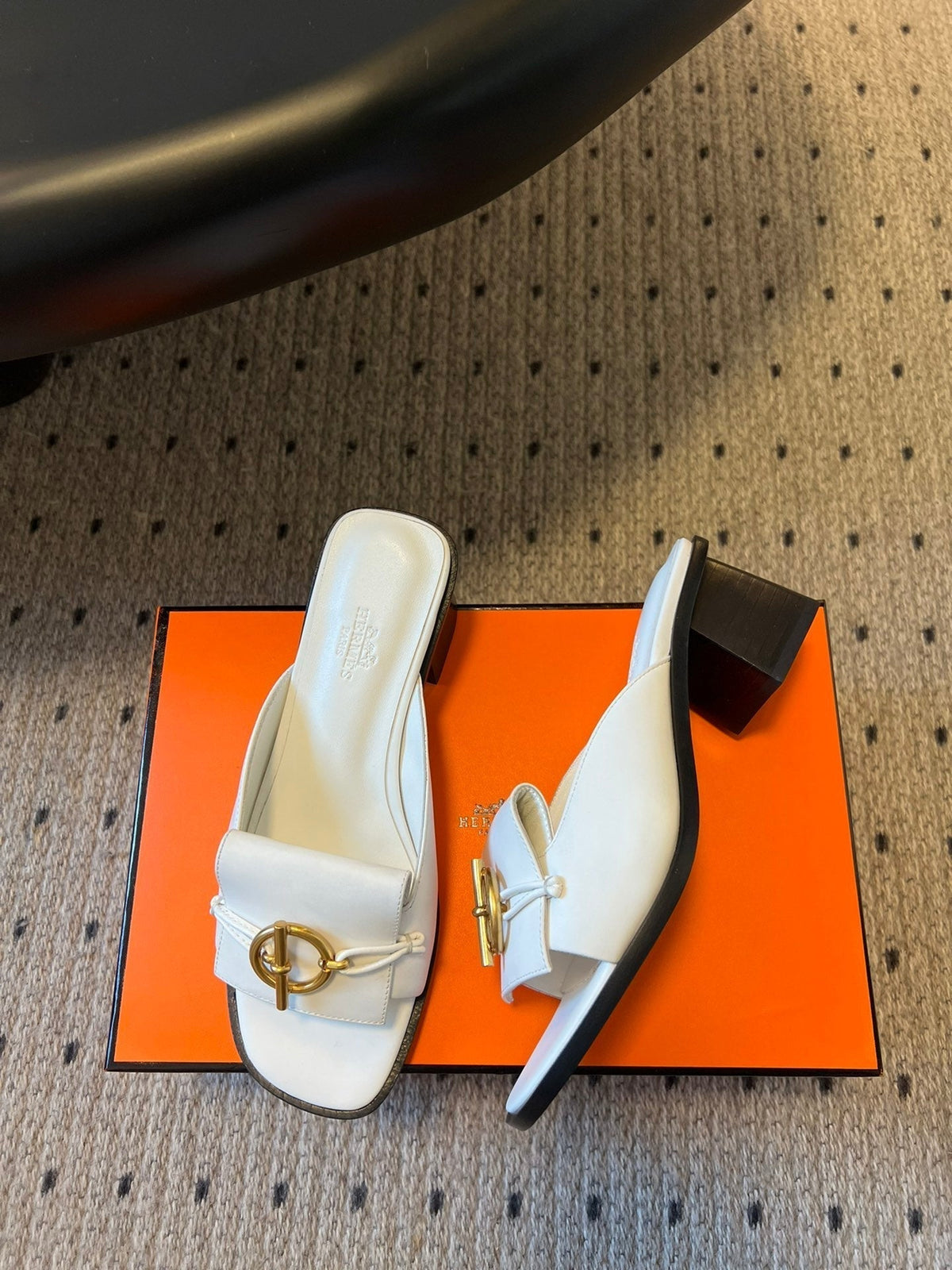 Hermes Ilot 55 mm Sandal in White Calfskin