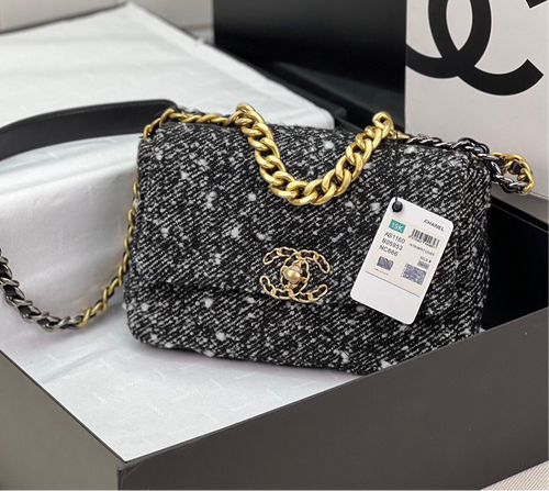 Chanel 19 Small Black and White Orea Tweed Handbag