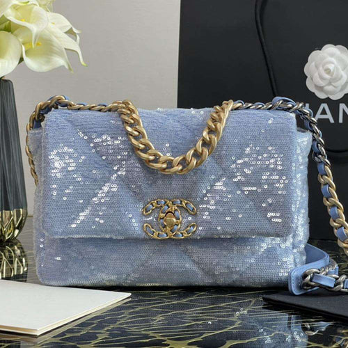 Chanel 19 Sequin Flap Bag - Light Blue