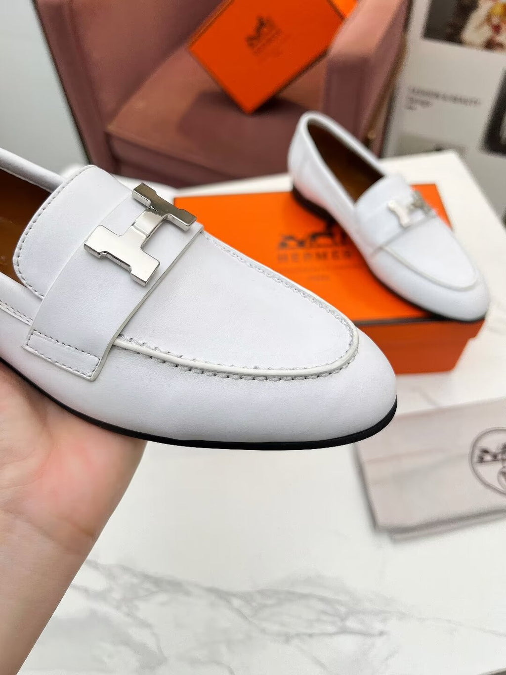 Hermes Paris Loafer Snow Calfskin