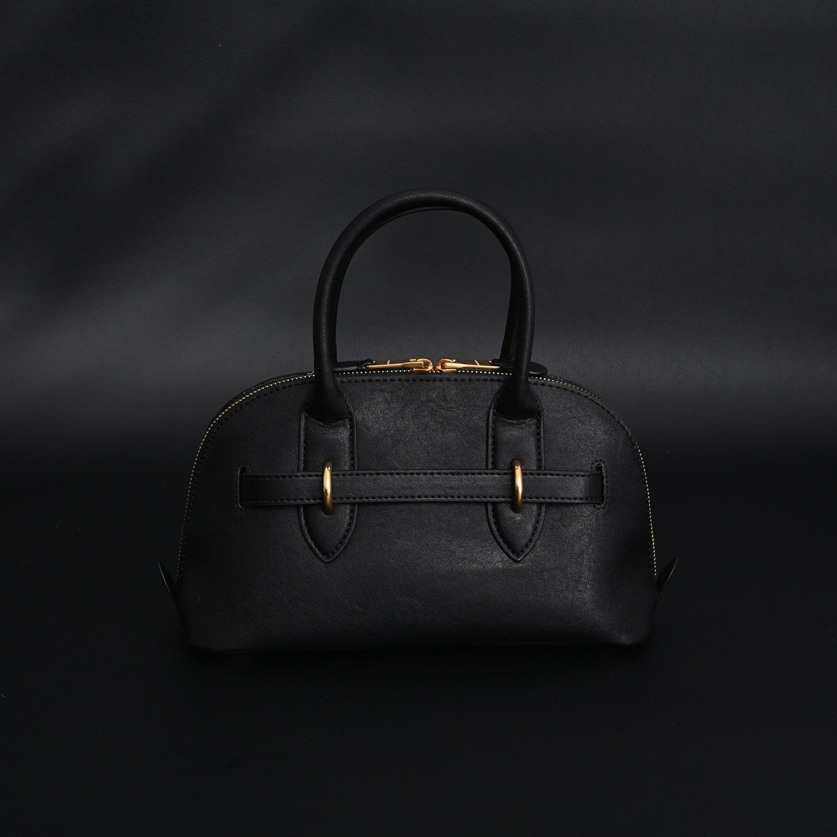 Miu Miu Black Leather Satchel Bag – Medium Structured Tote - Black with Gold-Tone Accents