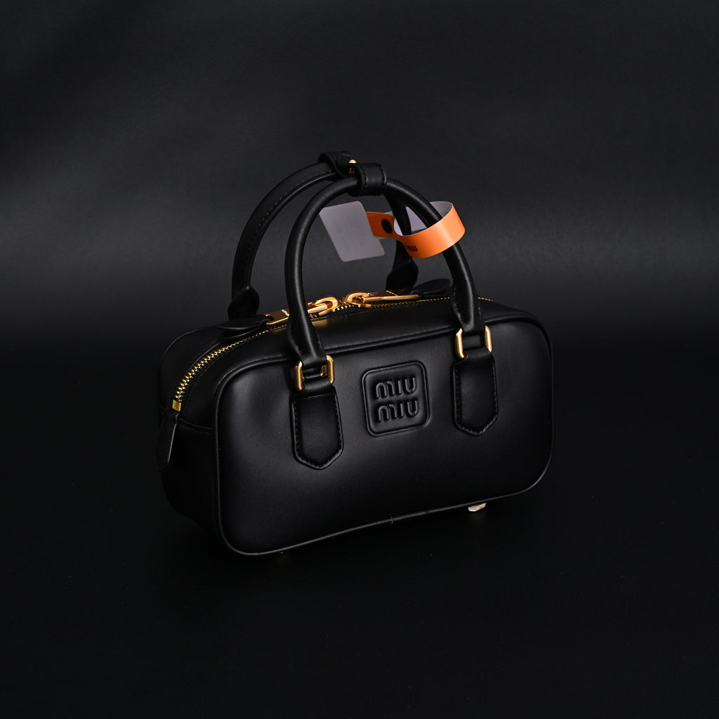Miu Miu Leather Top Handle Satchel – Classic Black Satchel Bag