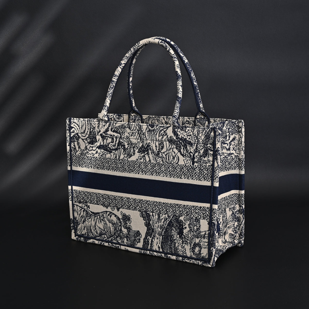 Dior Book Tote Bag – Blue Toile De Jouy Embroidery - Blue with Toile De Jouy Pattern