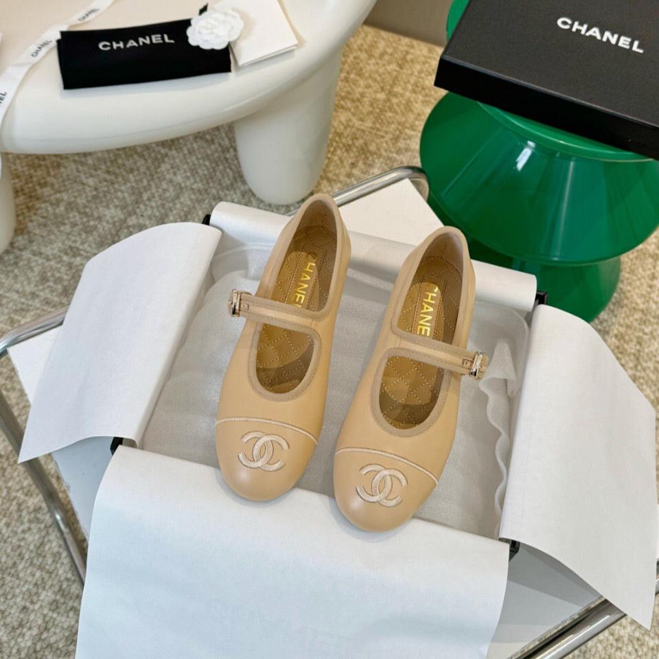 Chanel Mary Jane Shoes in Dark Cream Lambskin 1