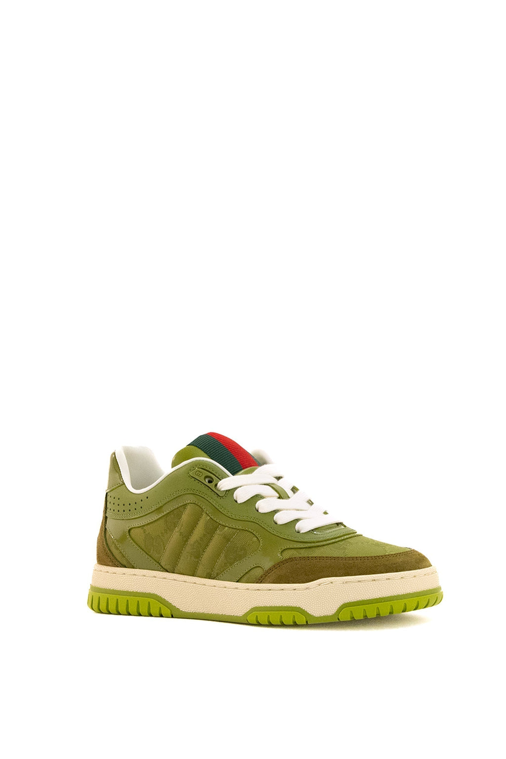 Gucci Re-Web Sneaker in Dark Green Calskin Canvas