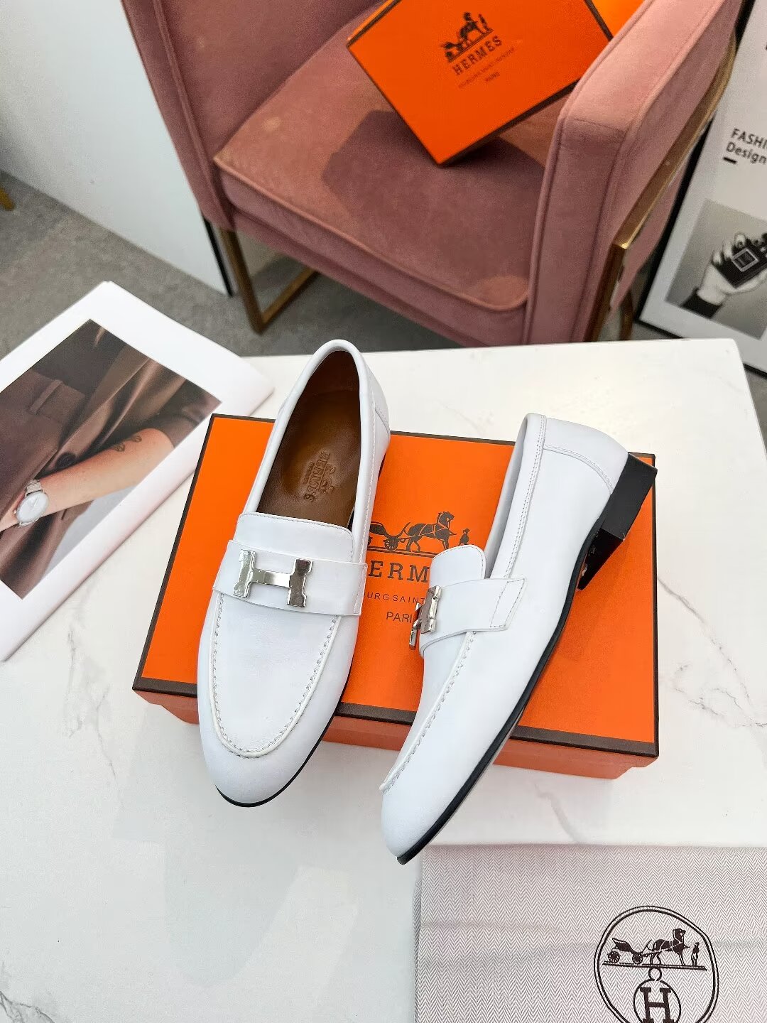 Hermes Paris Loafer Snow Calfskin