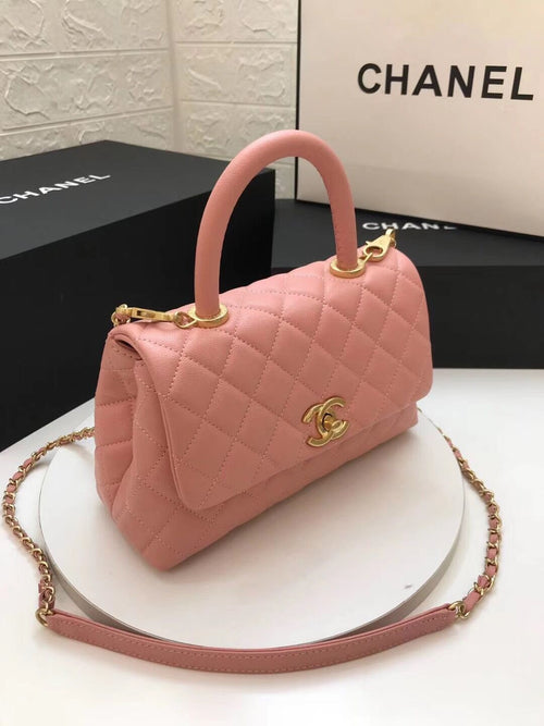 Chanel Coco Handle Gold Caviar Pink 24 cm Handbag