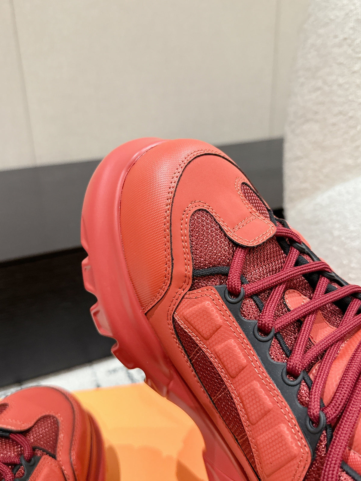 Dior Sneaker in Ruby Red Calfskin and Breathable Mesh 175307
