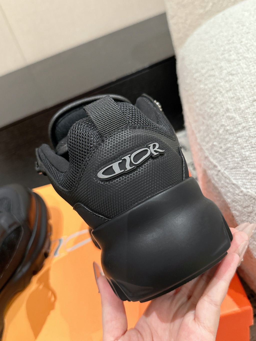 Dior Sneaker in Black Calfskin and Breathable Mesh 175308