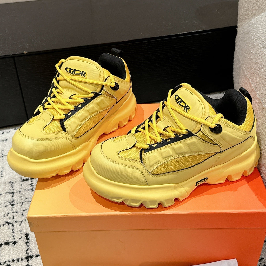 Dior Sneaker in Lemon Yellow Calfskin and Breathable Mesh 175309
