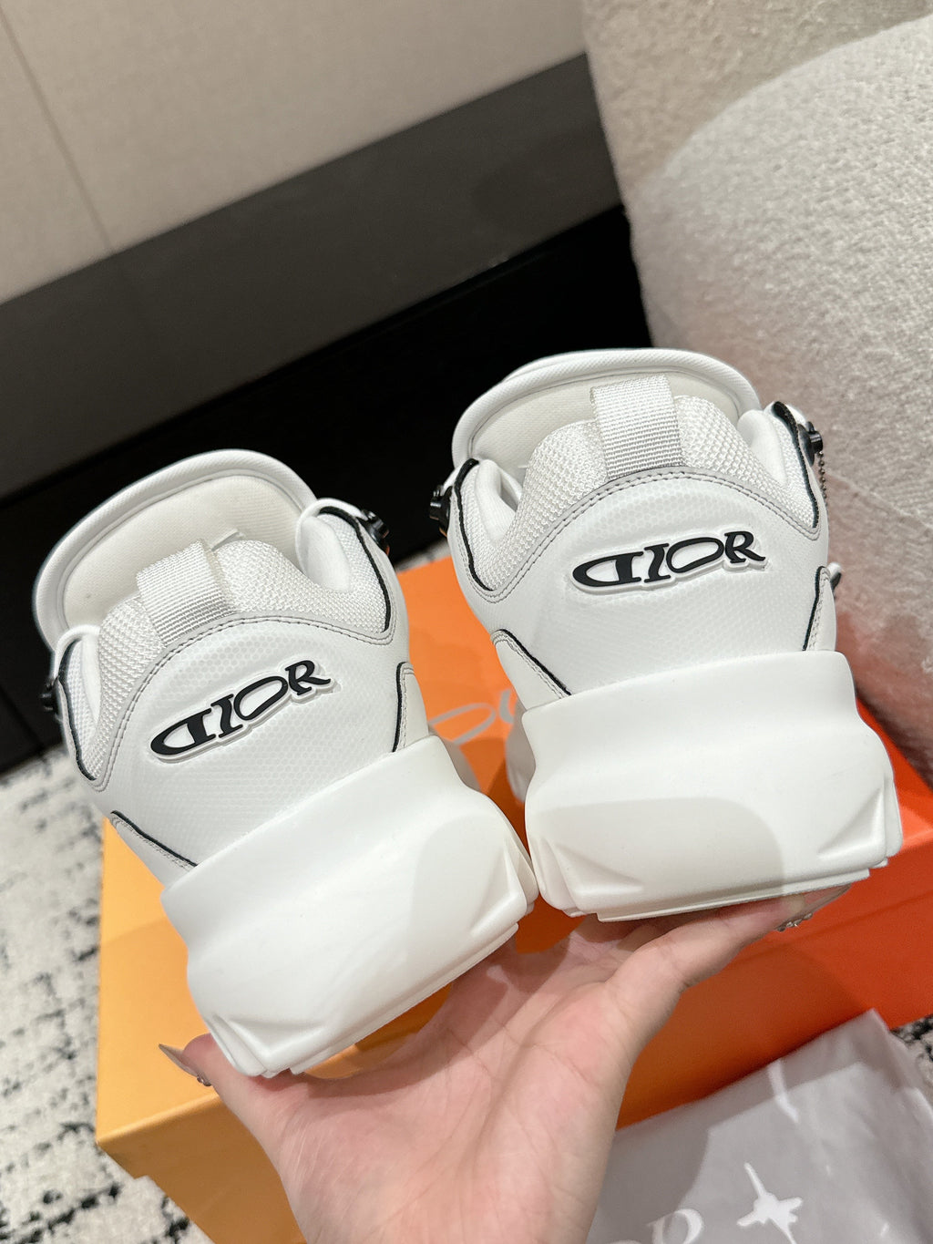 Dior Sneaker in White Calfskin and Breathable Mesh 175310