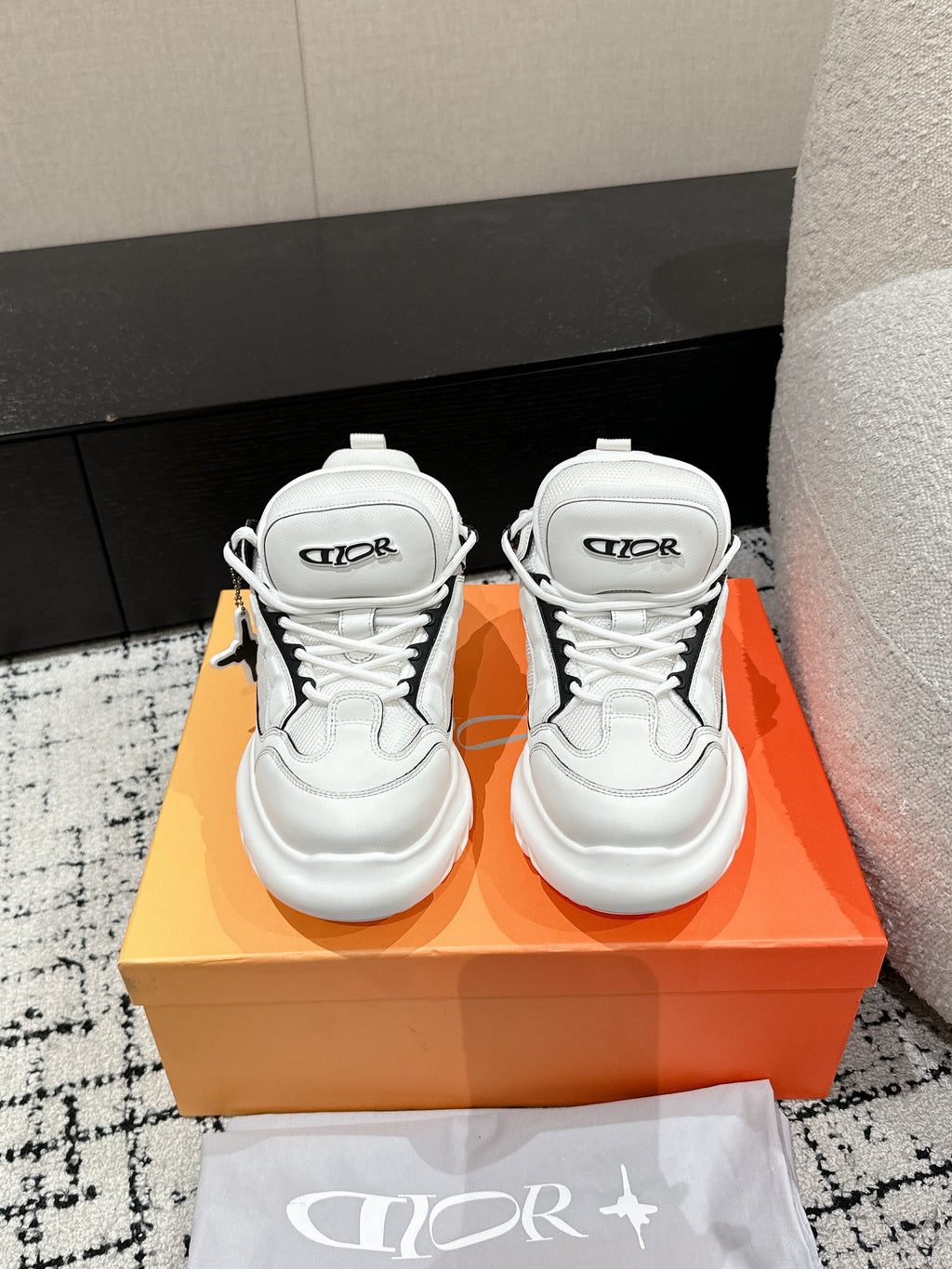 Dior Sneaker in White Calfskin and Breathable Mesh 175310