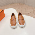 Hermes 25S Slip-On in Brown Lambskin