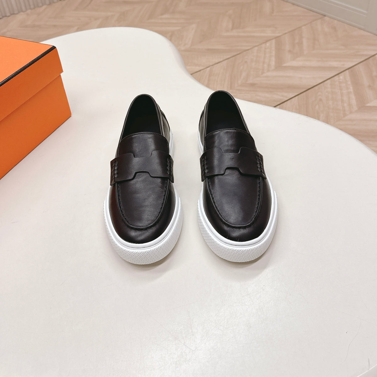 Hermes 25S Slip-On in Black Lambskin