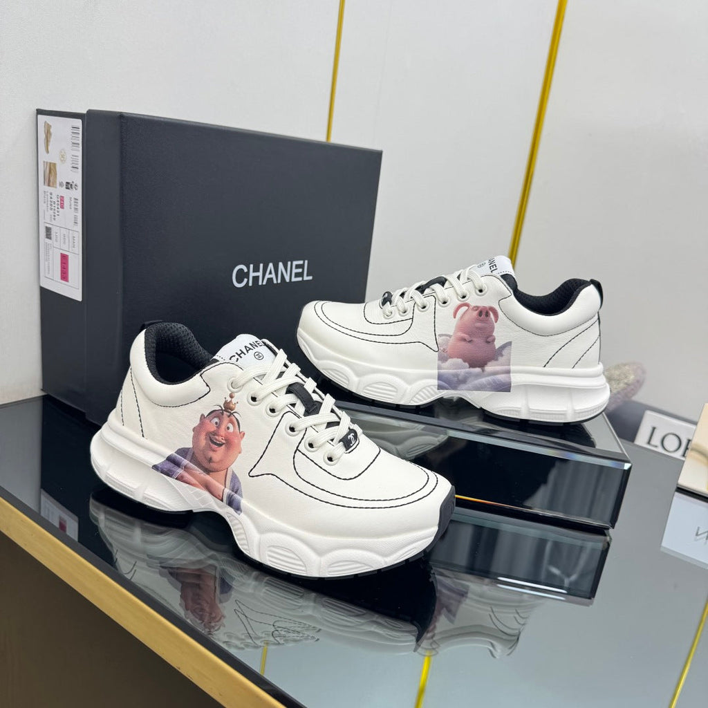 Chanel Trainers Sneaker in White Calfskin with Sticker 238622