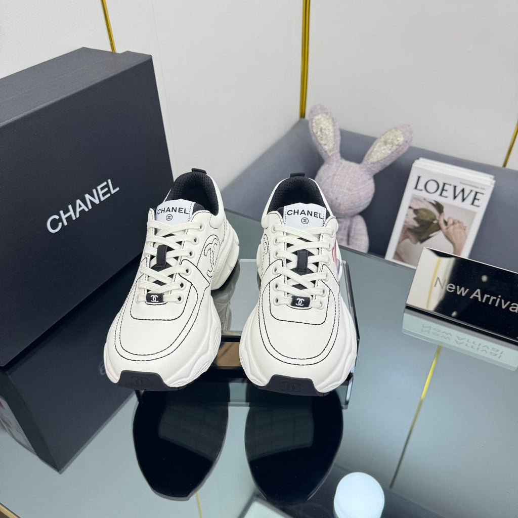 Chanel Trainers Sneaker in White Calfskin with Sticker 238622