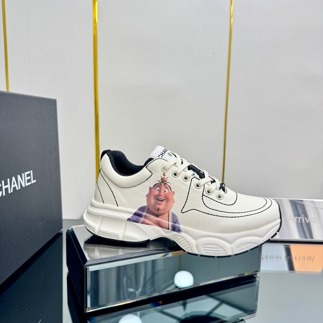 Chanel Trainers Sneaker in White Calfskin with Sticker 238622