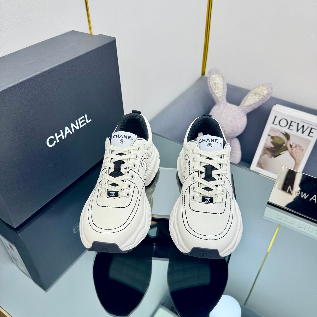 Chanel Trainers Sneaker in White Calfskin with Sticker 238625