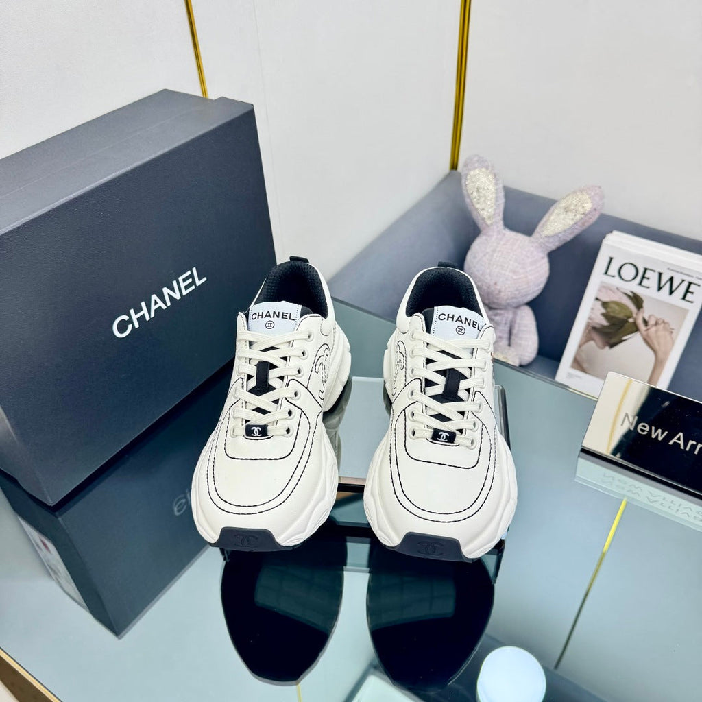 Chanel Trainers Sneaker in White Calfskin with Sticker 238628