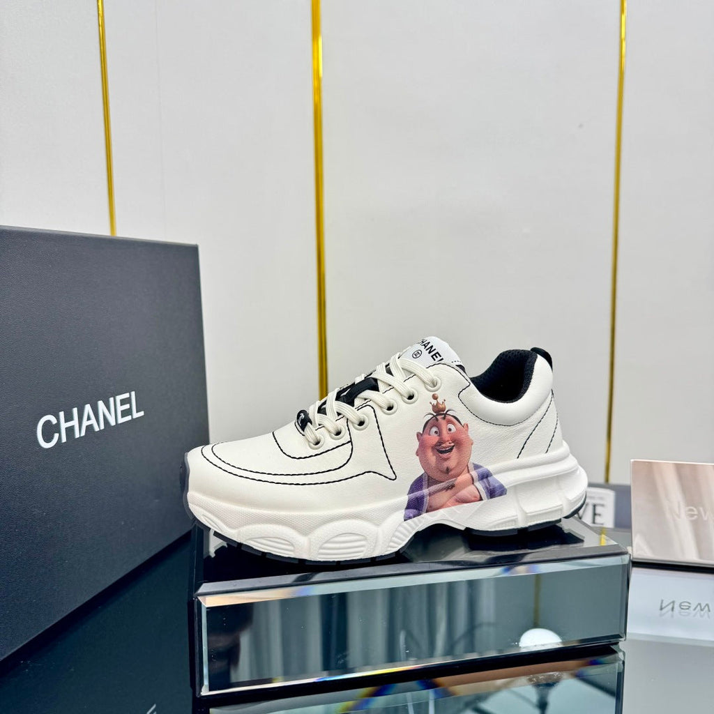 Chanel Trainers Sneaker in White Calfskin with Sticker 238628