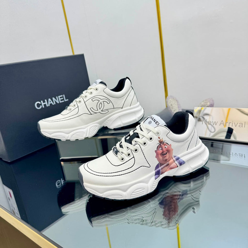 Chanel Trainers Sneaker in White Calfskin with Sticker 238628
