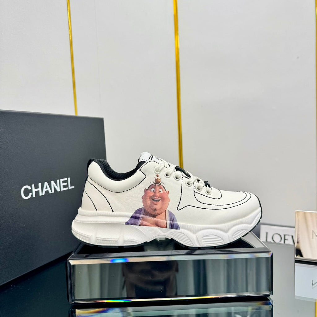 Chanel Trainers Sneaker in White Calfskin with Sticker 238628