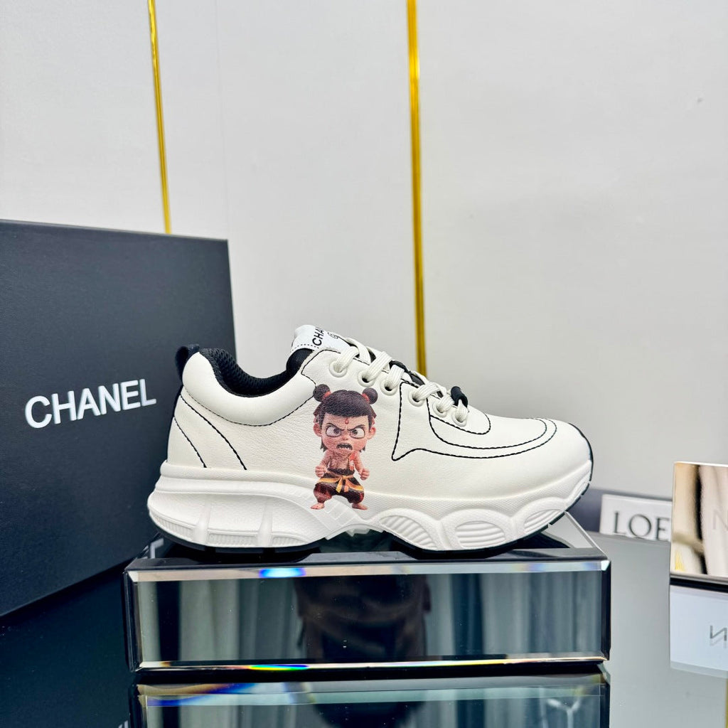 Chanel Trainers Sneaker in White Calfskin with Sticker 238629