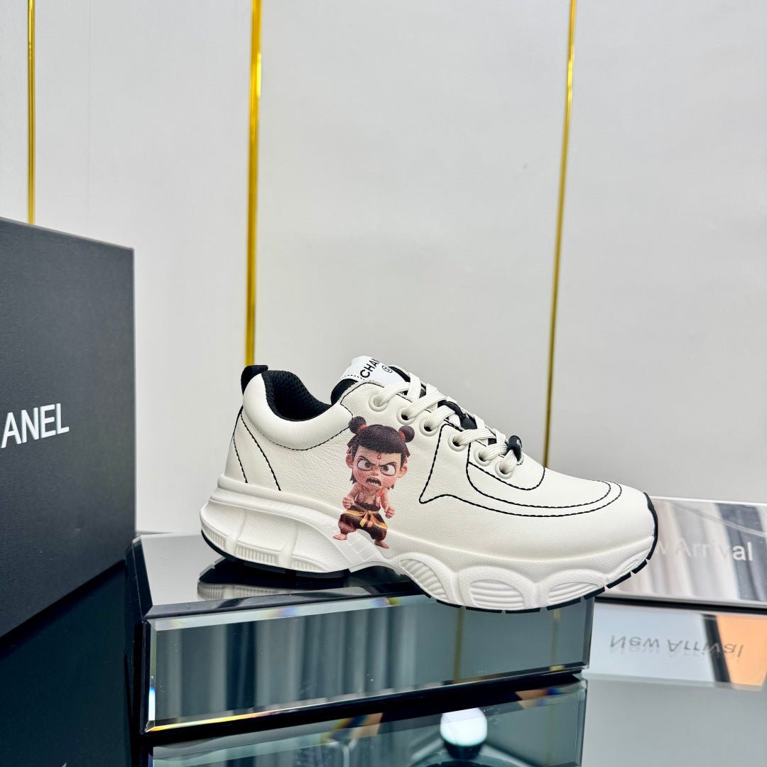 Chanel Trainers Sneaker in White Calfskin with Sticker 238629