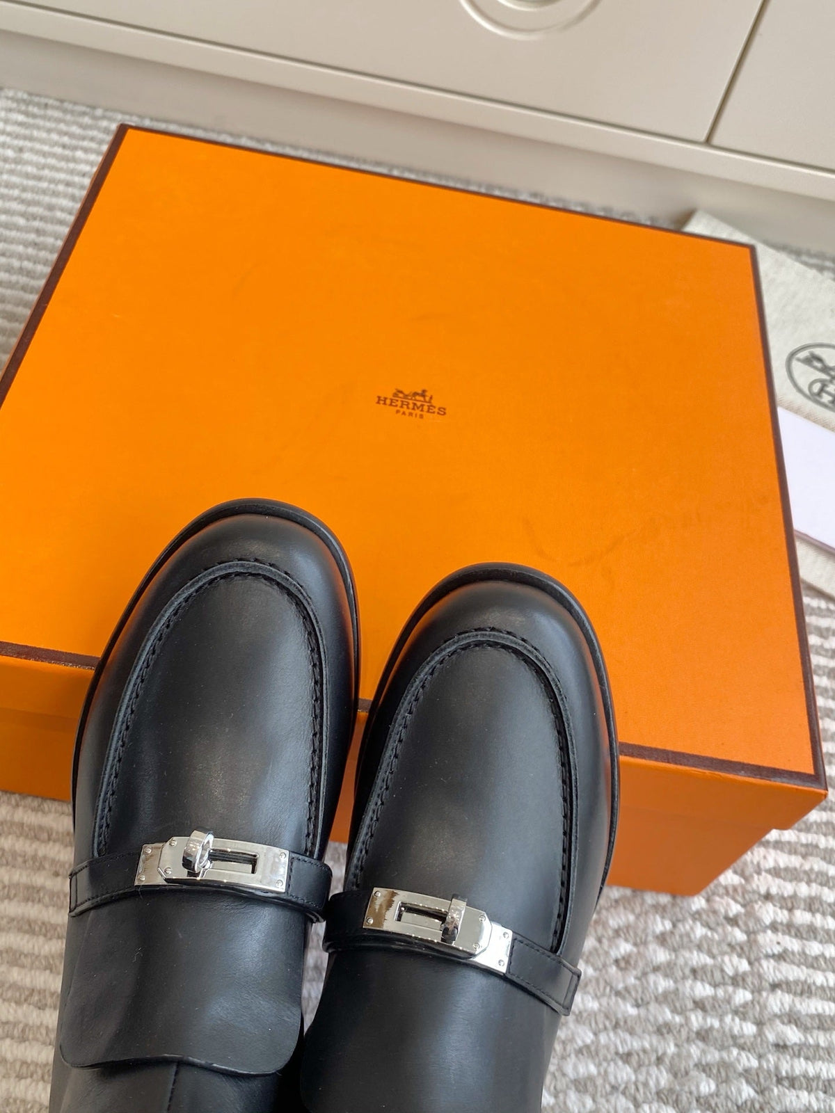 Hermes 25S Kelsy Ankle Boot in Black Lambskin with Silver Hardware