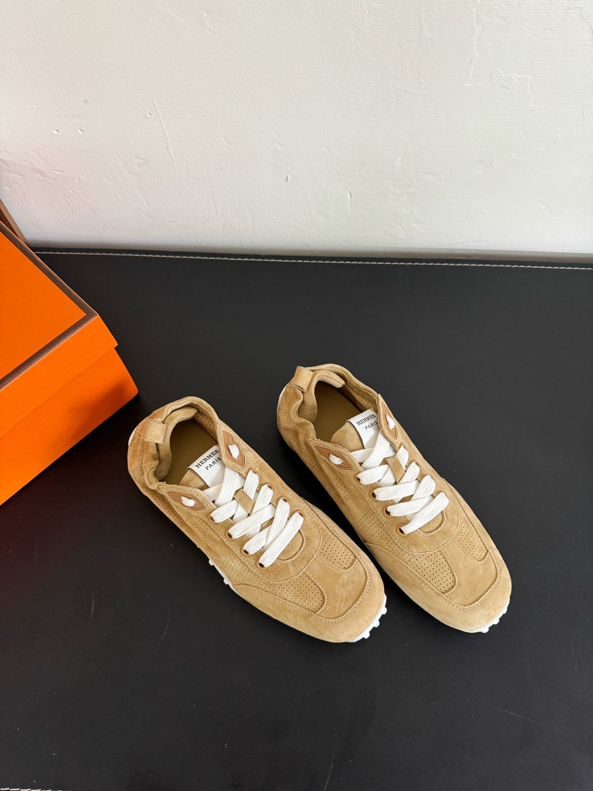 Hermes Skateboard Shoes Copper Color Suede