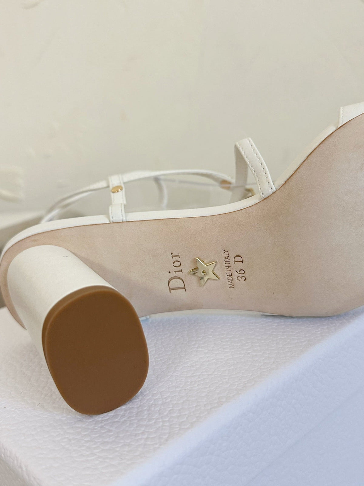 Dior Medium Square Heel Sandal in White Lambskin