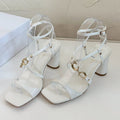Dior Medium Square Heel Sandal in White Lambskin