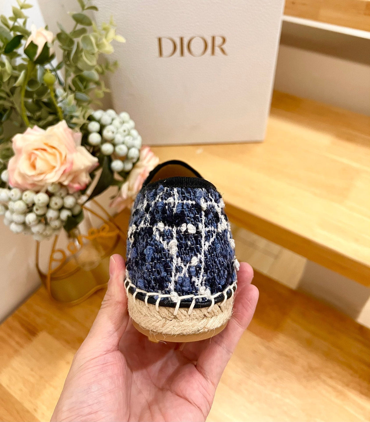 Dior Granville Espadrille Navy Blue Oblique Embroidered Cotton