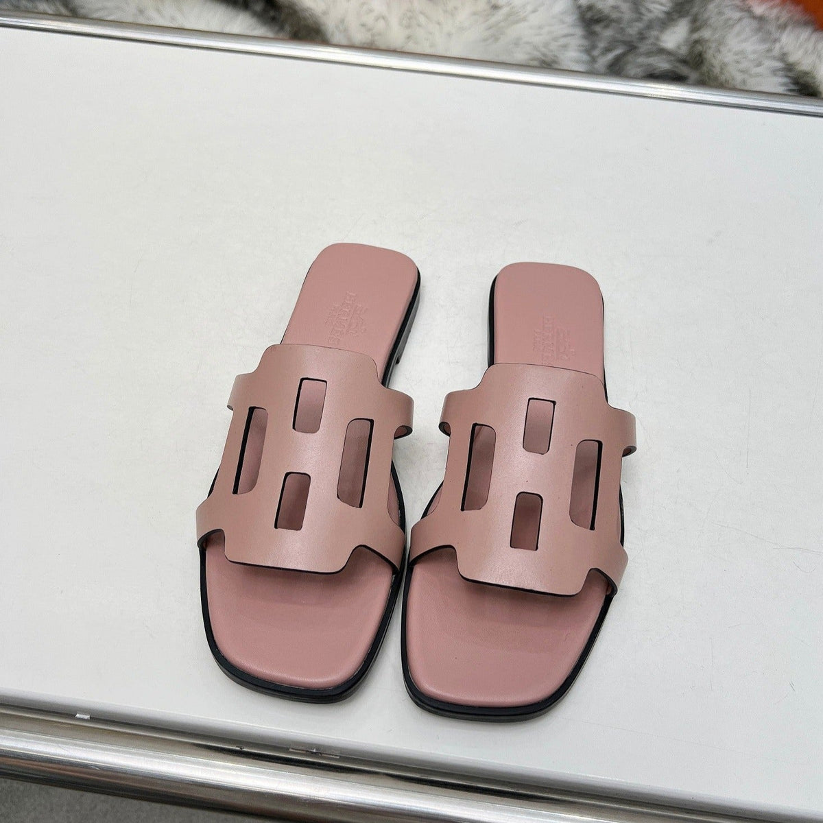 Hermes Flatform Sandal Light Pink Calfskin