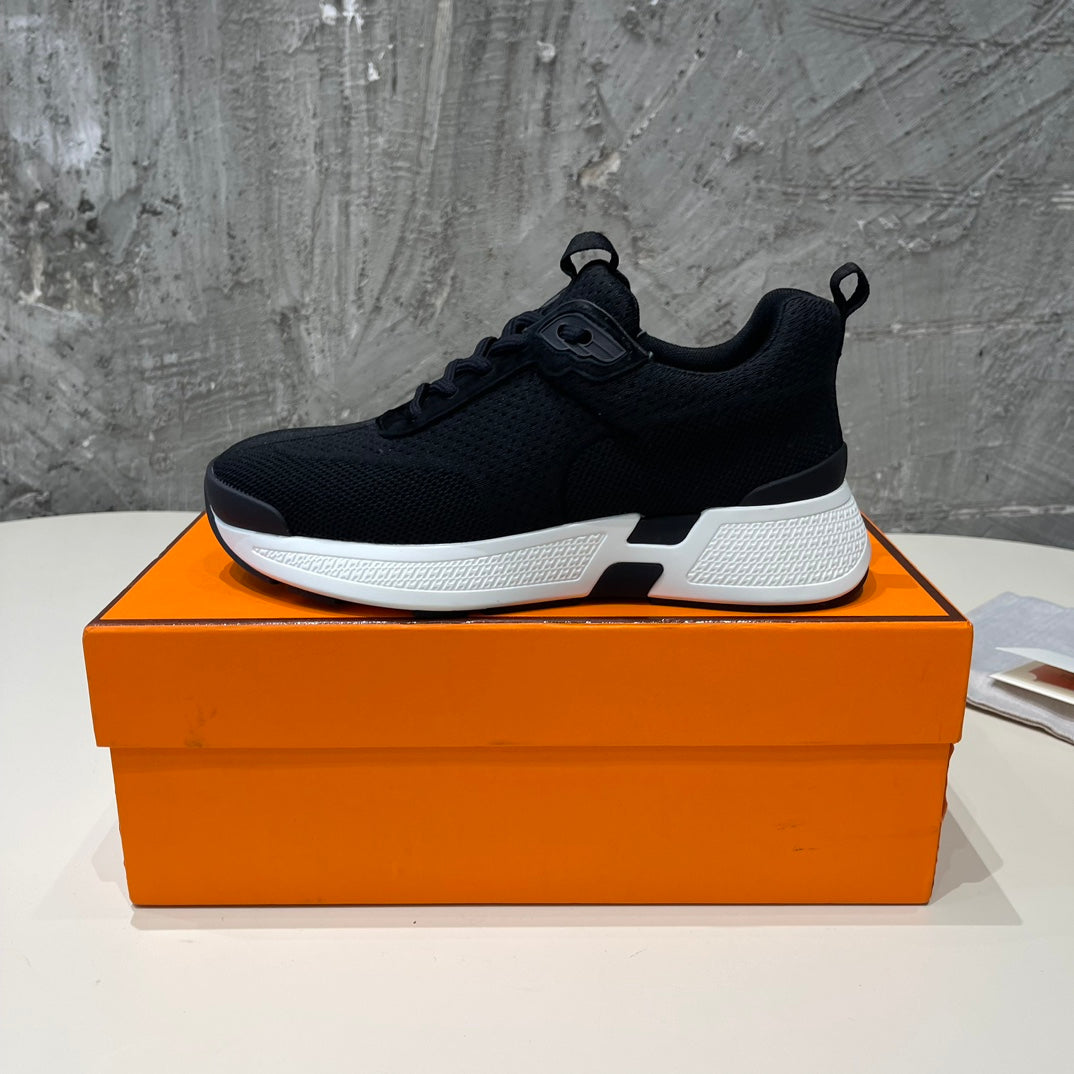 Hermes Heros Sneakers Black Goatskin