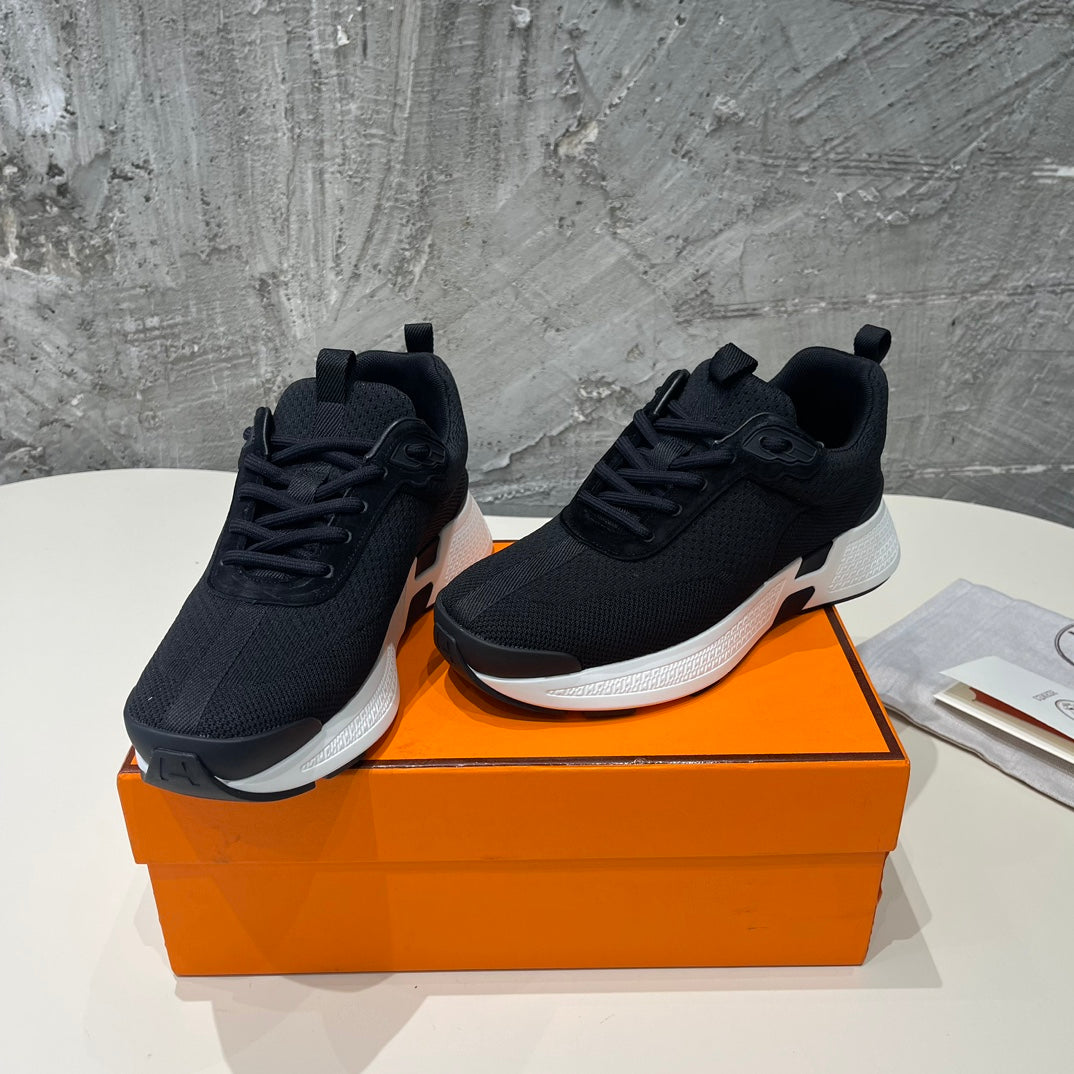 Hermes Heros Sneakers Black Goatskin